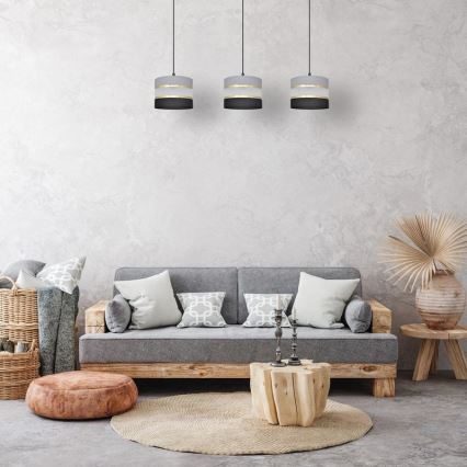 Csillár zsinóron HELEN 3xE27/15W/230V fekete/szürke/arany