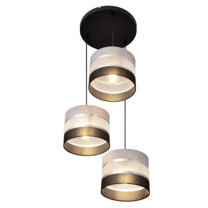 Csillár zsinóron HELEN 3xE27/15W/230V fekete/szürke/ezüst