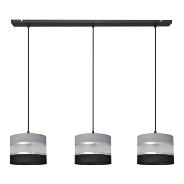 Csillár zsinóron HELEN 3xE27/15W/230V fekete/szürke/ezüst