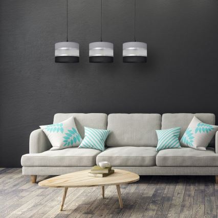 Csillár zsinóron HELEN 3xE27/15W/230V fekete/szürke/ezüst