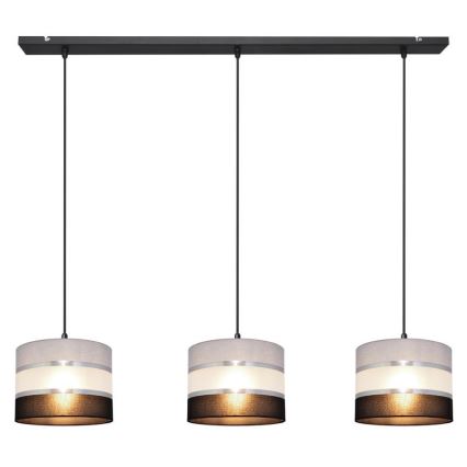 Csillár zsinóron HELEN 3xE27/15W/230V fekete/szürke/ezüst