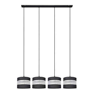 Csillár zsinóron HELEN 4xE27/15W/230V fekete/szürke