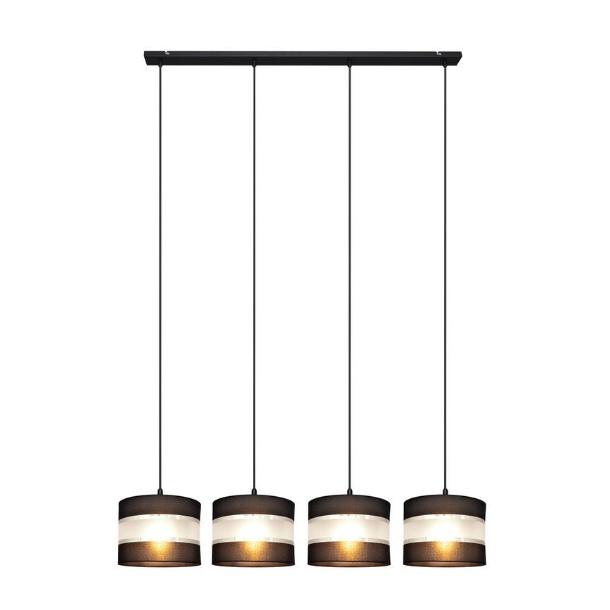 Csillár zsinóron HELEN 4xE27/15W/230V fekete/szürke