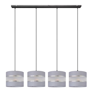 Csillár zsinóron HELEN 4xE27/15W/230V szürke/fekete