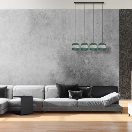 Csillár zsinóron HELEN 4xE27/15W/230V zöld/arany