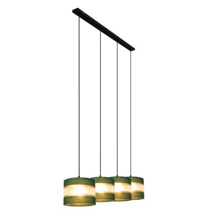 Csillár zsinóron HELEN 4xE27/15W/230V zöld/arany