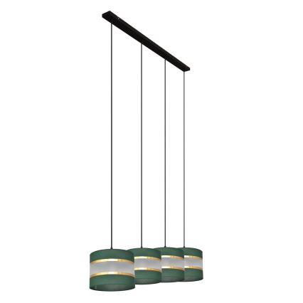 Csillár zsinóron HELEN 4xE27/15W/230V zöld/arany