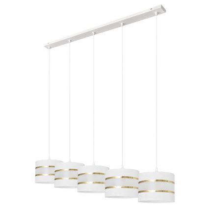 Csillár zsinóron HELEN 5xE27/15W/230V fehér/arany