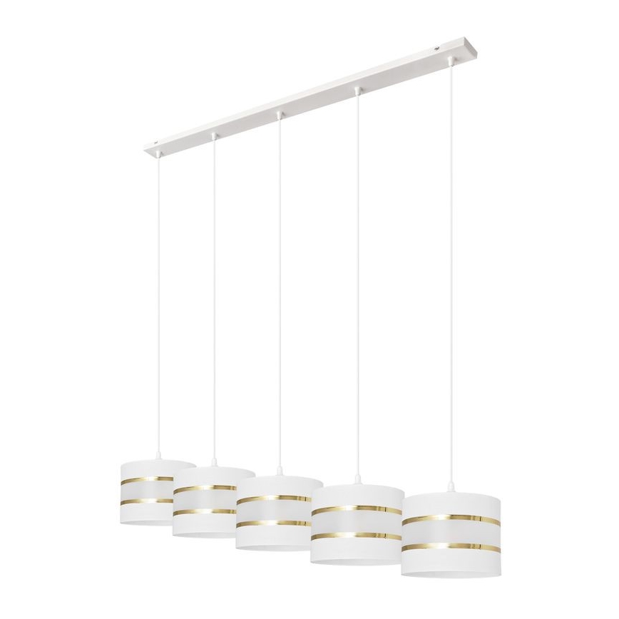 Csillár zsinóron HELEN 5xE27/15W/230V fehér/arany