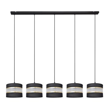 Csillár zsinóron HELEN 5xE27/15W/230V fekete/arany