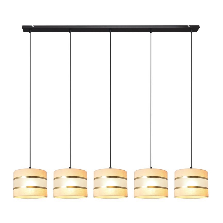 Csillár zsinóron HELEN 5xE27/15W/230V krém/fekete/arany