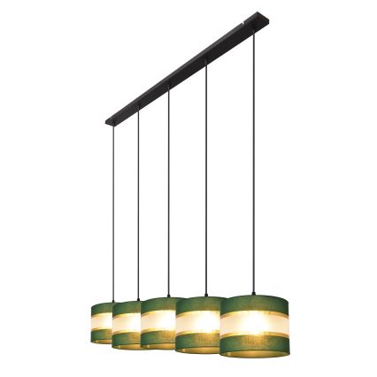 Csillár zsinóron HELEN 5xE27/15W/230V zöld/arany