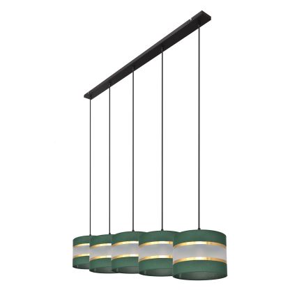 Csillár zsinóron HELEN 5xE27/15W/230V zöld/arany