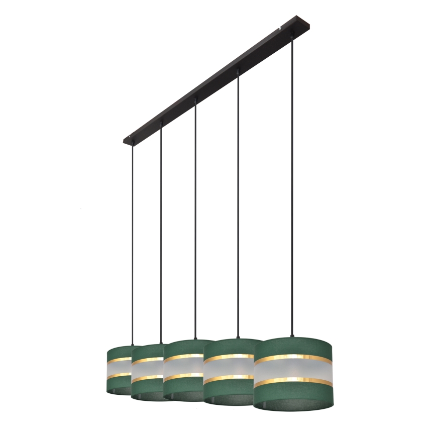 Csillár zsinóron HELEN 5xE27/15W/230V zöld/arany