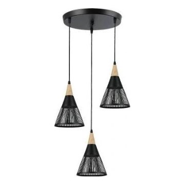 Csillár zsinóron HIRA 3xE27/60W/230V átm. 40 cm fekete