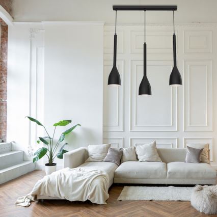 Csillár zsinóron ISTAPPAR 3xE27/60W/230V fekete