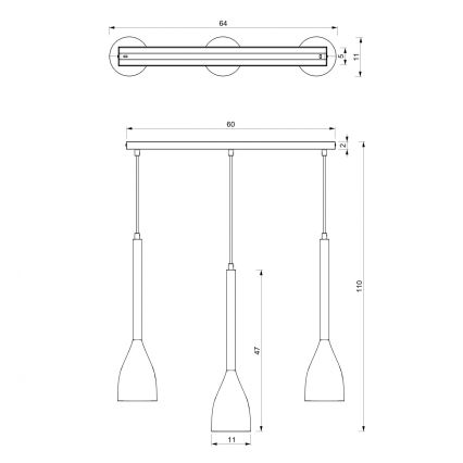 Csillár zsinóron ISTAPPAR 3xE27/60W/230V fekete