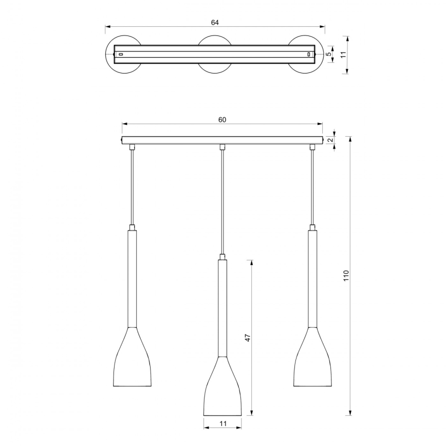 Csillár zsinóron ISTAPPAR 3xE27/60W/230V fekete