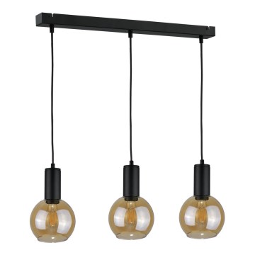 Csillár zsinóron JANTAR BLACK 3xE27/60W/230V