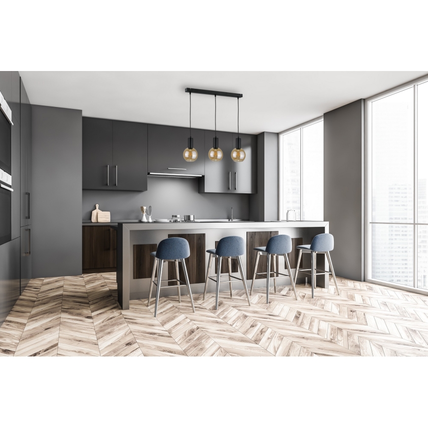 Csillár zsinóron JANTAR BLACK 3xE27/60W/230V