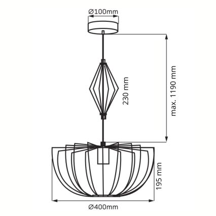 Csillár zsinóron JASMINA 1xE27/20W/230V átm. 40 cm arany