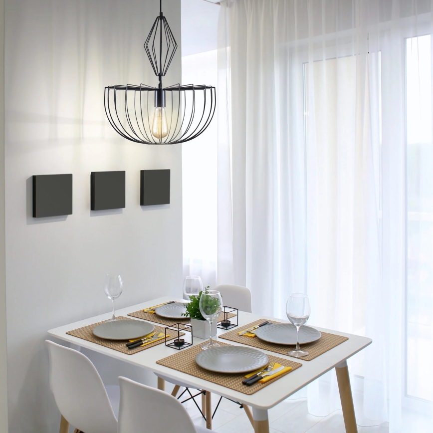 Csillár zsinóron JASMINA 1xE27/20W/230V átm. 40 cm fekete