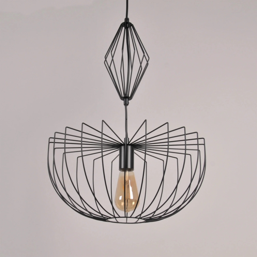 Csillár zsinóron JASMINA 1xE27/20W/230V átm. 40 cm fekete