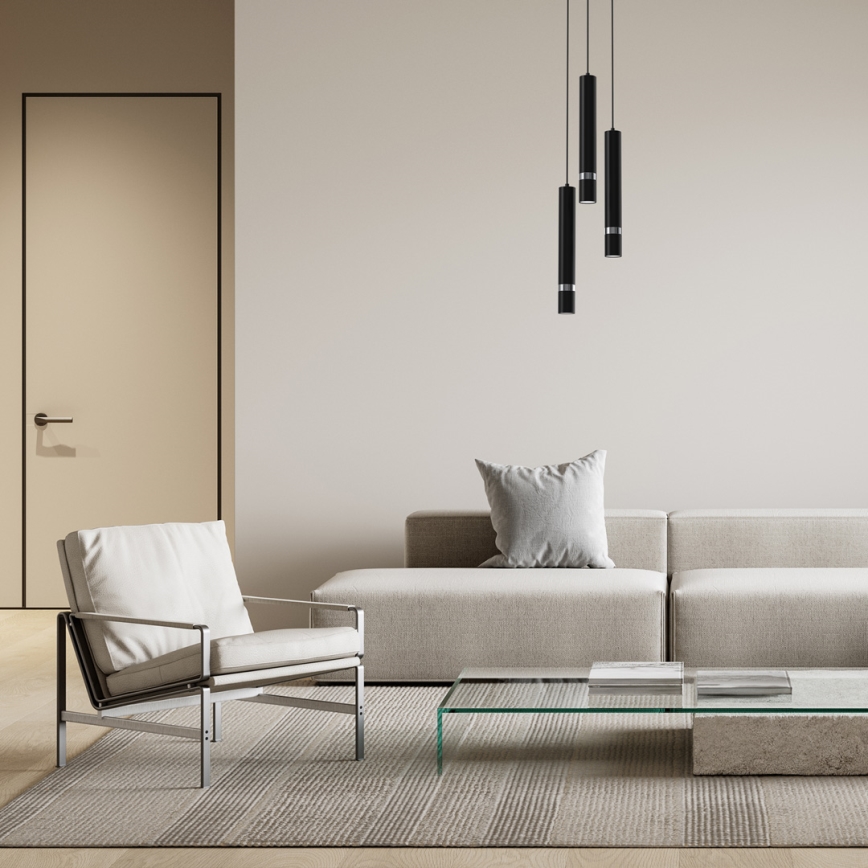 Csillár zsinóron JOKER 3xGU10/8W/230V fekete/fényes króm