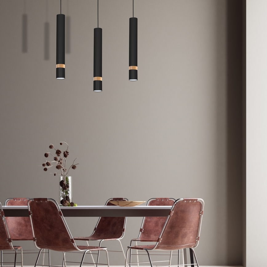 Csillár zsinóron JOKER BLACK WOOD 3xGU10/8W/230V