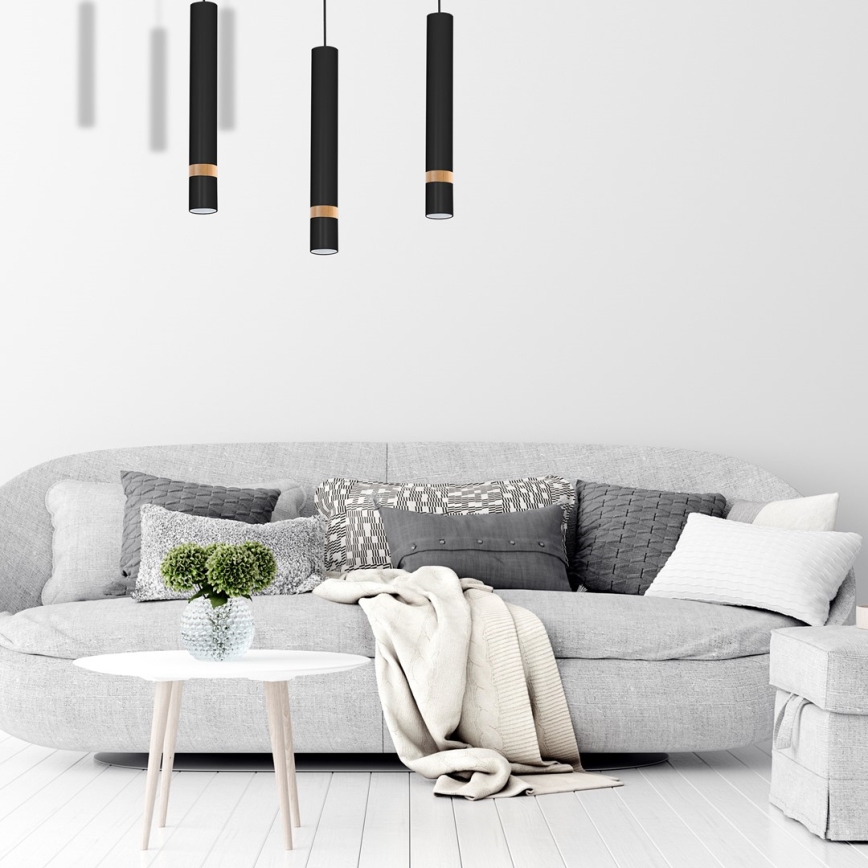 Csillár zsinóron JOKER BLACK WOOD 3xGU10/8W/230V