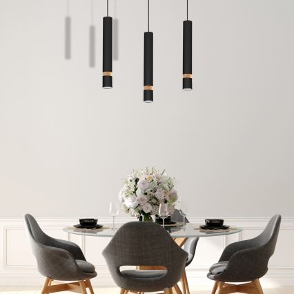 Csillár zsinóron JOKER BLACK WOOD 3xGU10/8W/230V