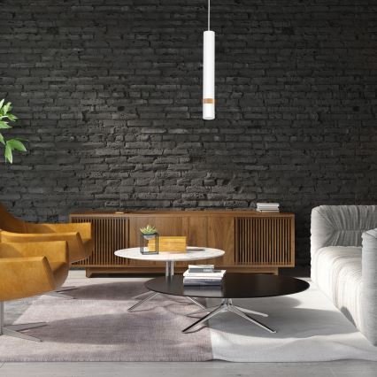 Csillár zsinóron JOKER WHITE WOOD 1xGU10/8W/230V