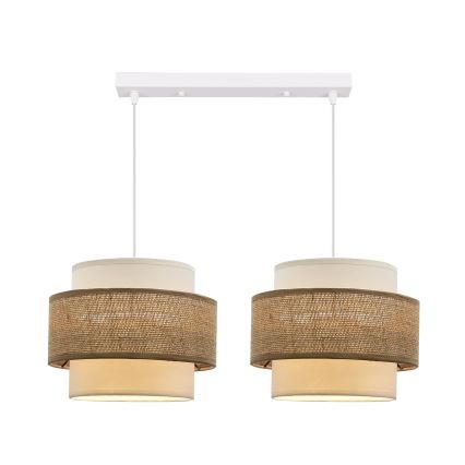 Csillár zsinóron JUTA 2xE27/40W/230V barna/fehér