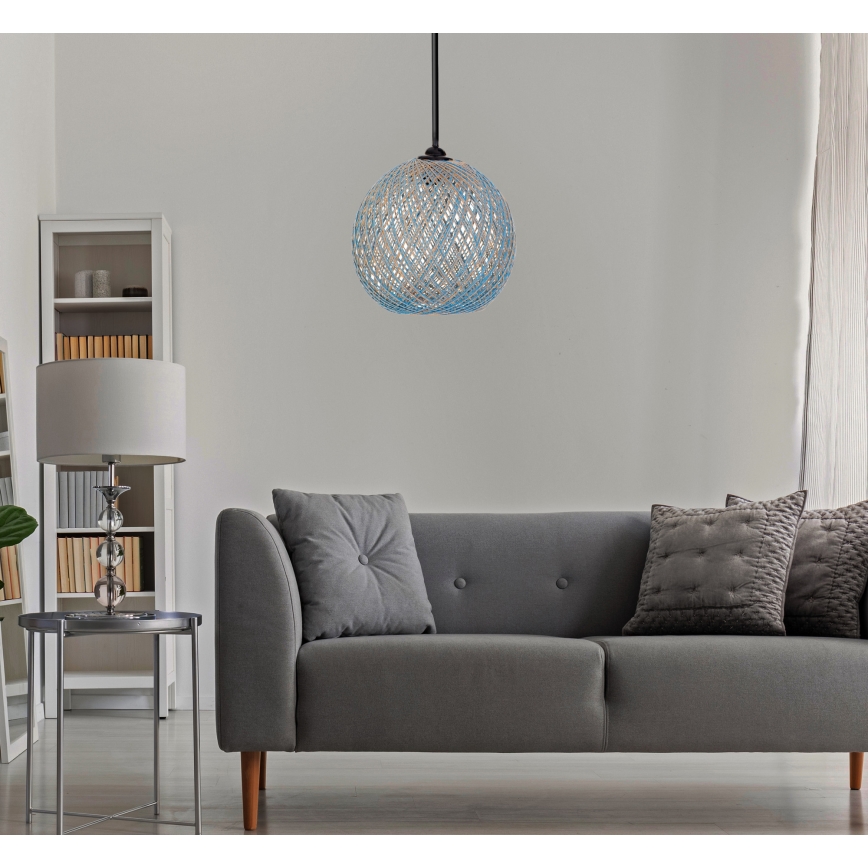 Csillár zsinóron JUTE 1xE27/60W/230V kék