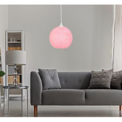 Csillár zsinóron JUTE 1xE27/60W/230V rózsaszín