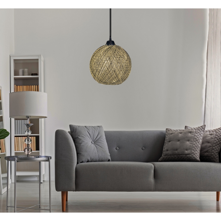 Csillár zsinóron JUTE 1xE27/60W/230V sárga