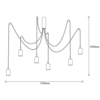Csillár zsinóron KABLUNI 6xE27/100W/230V pók