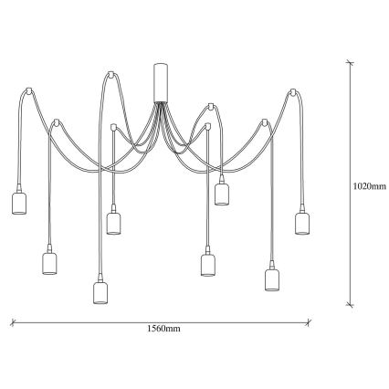 Csillár zsinóron KABLUNI 8xE27/100W/230V pók