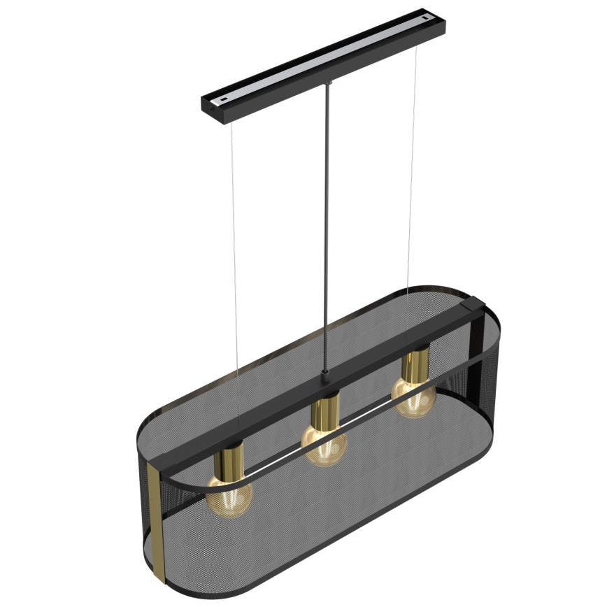 Csillár zsinóron KAGA 3xE27/60W/230V fekete/arany