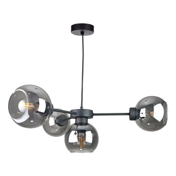Csillár zsinóron KALIOPE 6xE27/60W/230V fekete/füstös fekete