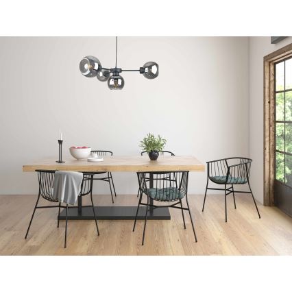 Csillár zsinóron KALIOPE 6xE27/60W/230V fekete/füstös fekete