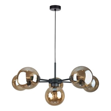 Csillár zsinóron KALIOPE II 6xE14/50W/230V fekete/füstös bézs