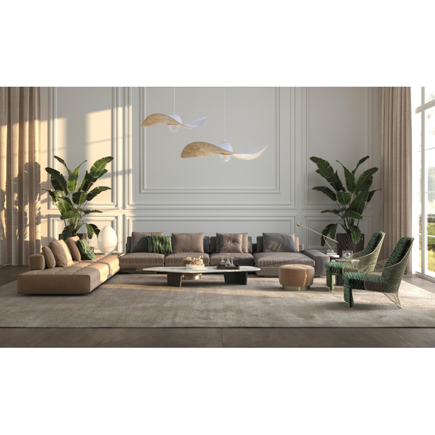 Csillár zsinóron KAPELLO 1xE27/60W/230V átm. 76 cm fehér/arany