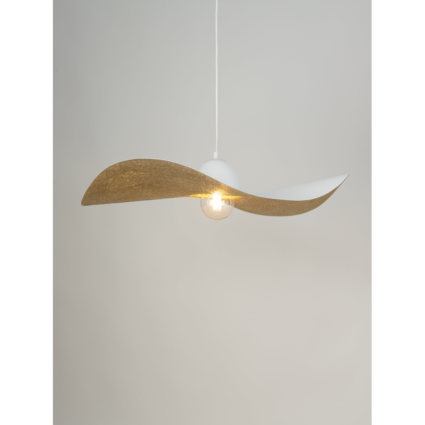 Csillár zsinóron KAPELLO 1xE27/60W/230V átm. 76 cm fehér/arany