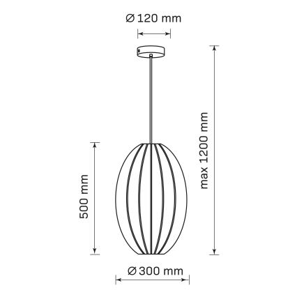 Csillár zsinóron KAREI 1xE27/20W/230V átm. 30 cm fekete