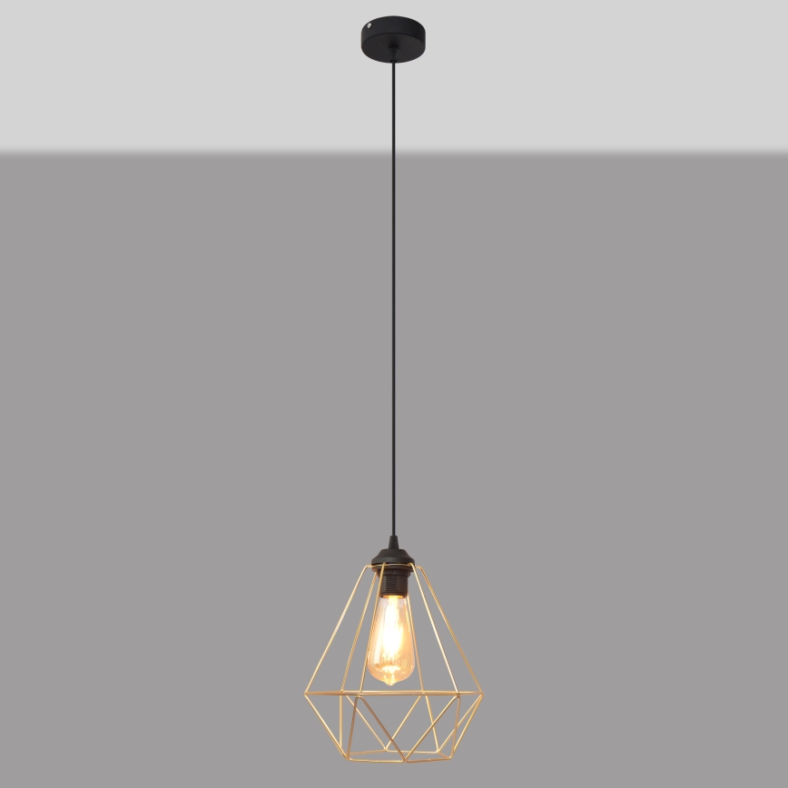 Csillár zsinóron KARO 1xE27/15W/230V arany/fekete