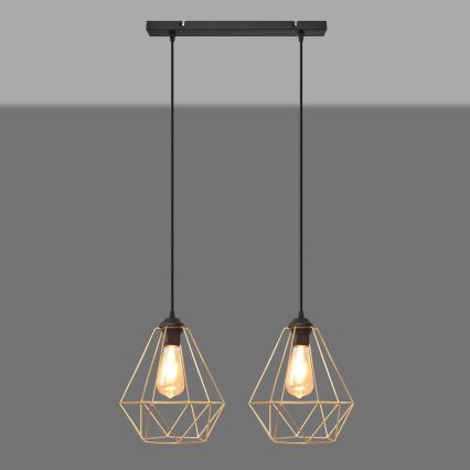 Csillár zsinóron KARO 2xE27/15W/230V arany/fekete