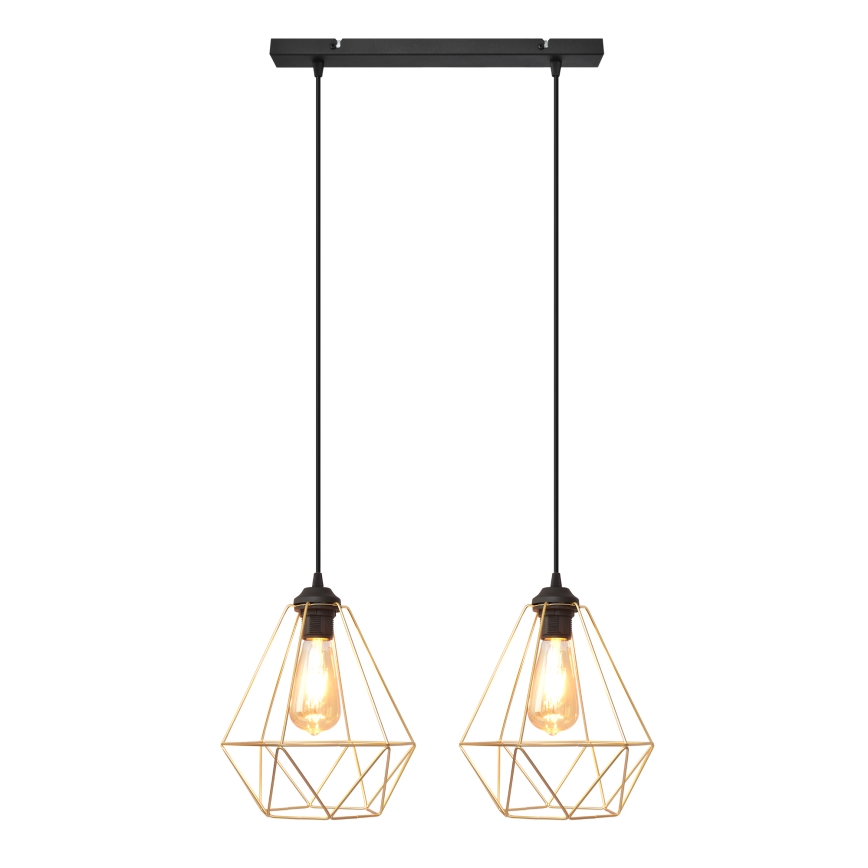 Csillár zsinóron KARO 2xE27/15W/230V arany/fekete