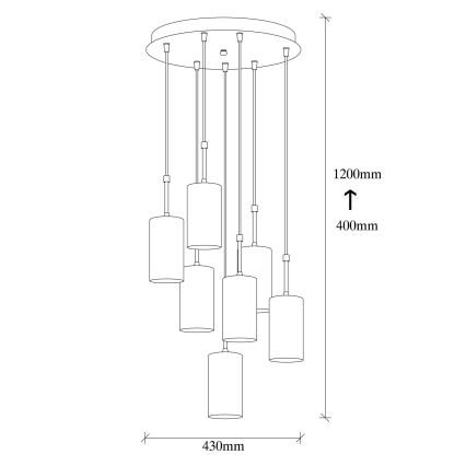 Csillár zsinóron KEM 7xE27/40W/230V