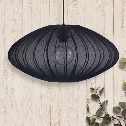 Csillár zsinóron KINU 1xE27/20W/230V átm. 50 cm fekete